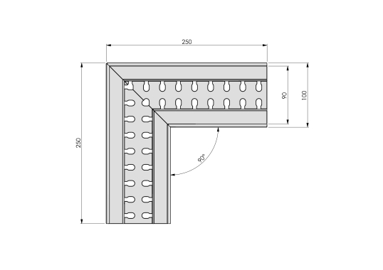 Ecke Grundelement Edelstahl 100/46