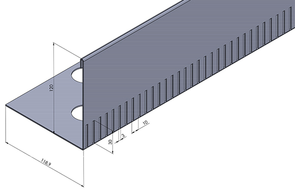 L-Leiste Edelstahl 120 mm hoch 2,00 m lang